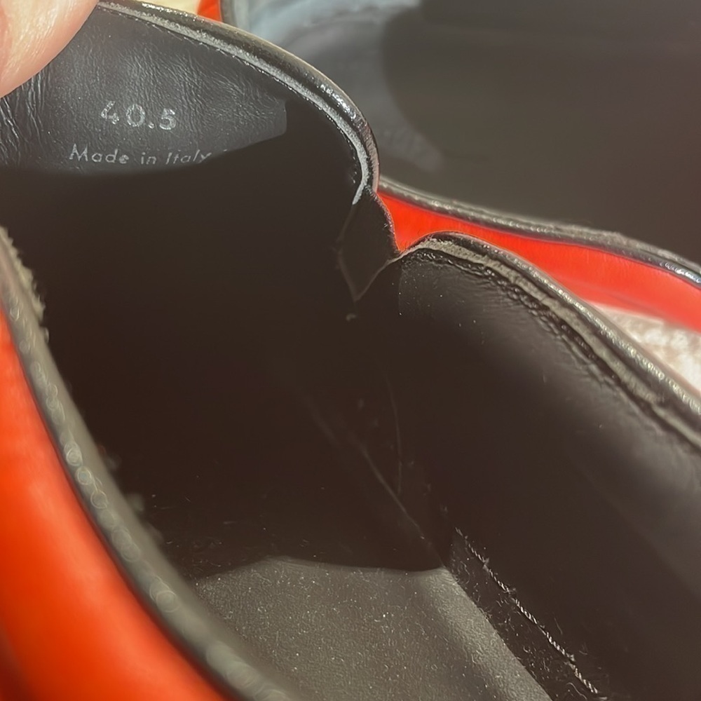 CELINE Athletic Slip On Orange Leather Slides Platform Structured Sneakers - Picture 7 of 10